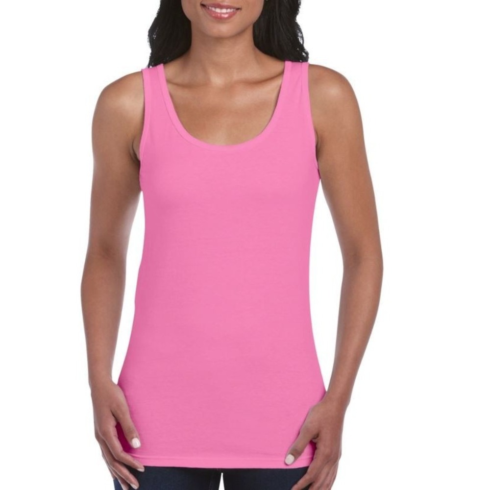 Gildan Softstyle Ring Spun Women's Cotton Sleeveless Racerback Tank in Azalea XL